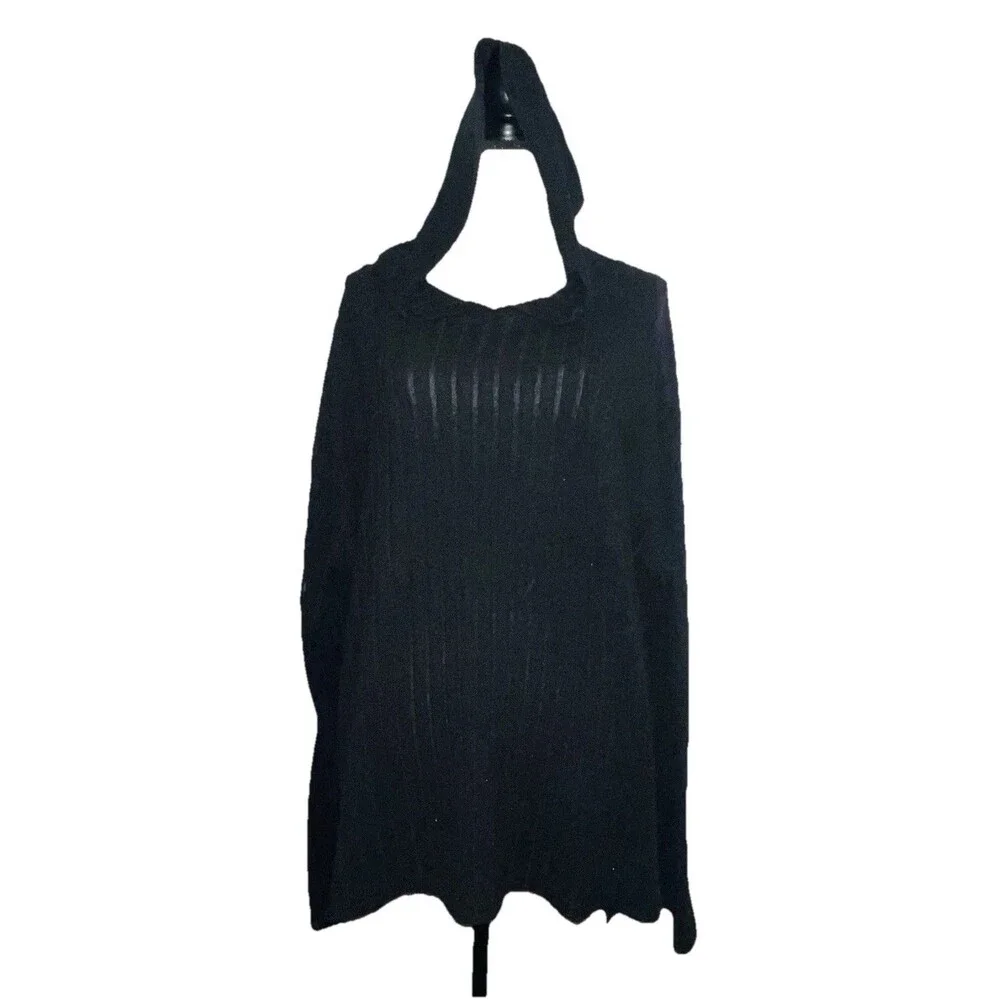 Unbranded 4X Ribbed Hooded Sweater Black